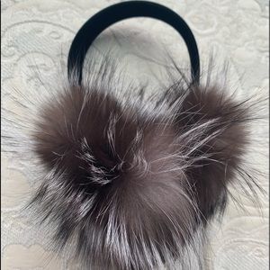 Silver fox fur earmuffs Saks Fifth Avenue